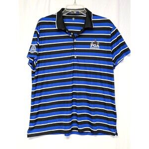 Ralph Lauren Polo Golf Shirt Womens 2XL Blue Striped 2019 PGA Bethpage Black